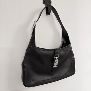 Gucci by Tom Ford Jackie Black Leather Minimalist Shoulder Bag Vintage 90s